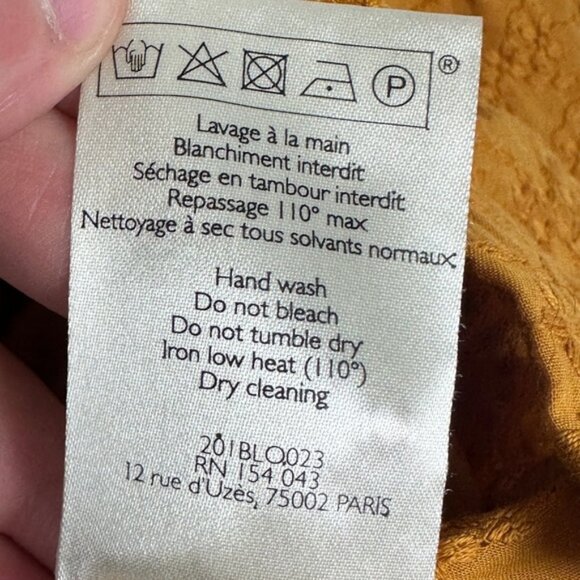 Sezane Bobby Blouse Saffron Yellow Gold Womens Size 34 French US 2 Top Bohemian - Picture 11 of 15